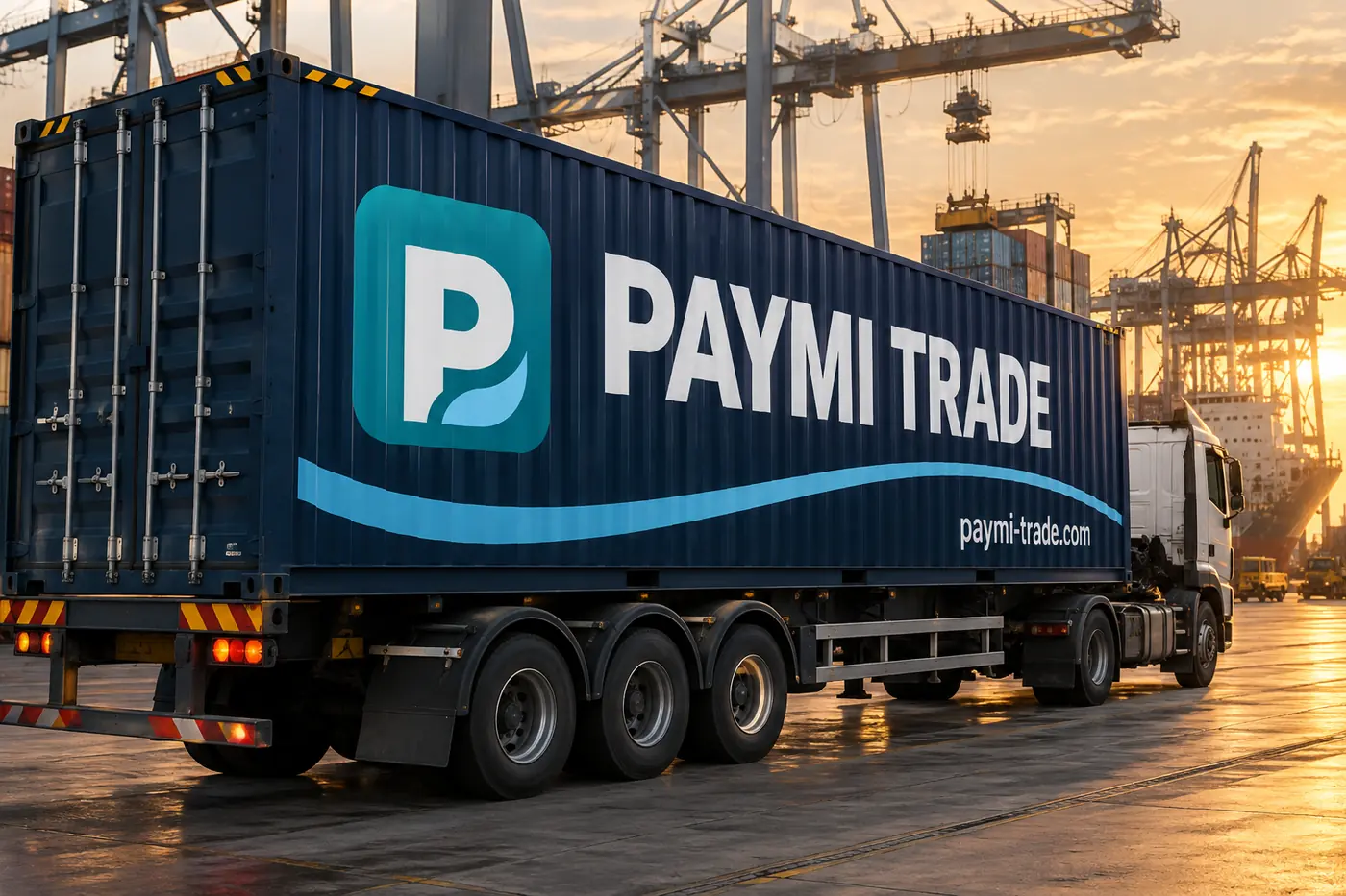 PAYMI TRADE container at the port: shipping goods from China